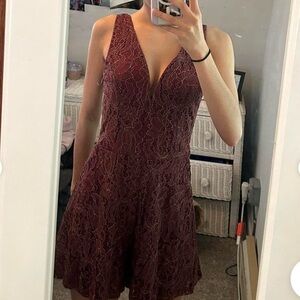 Elegant Burgundy Lace romper